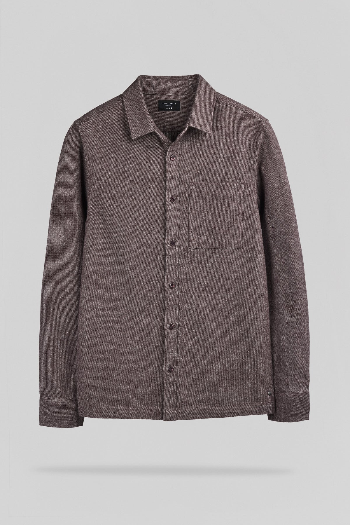 Chemise flanelle col classique C-SCOTT ML MARRON PRUNE - 1