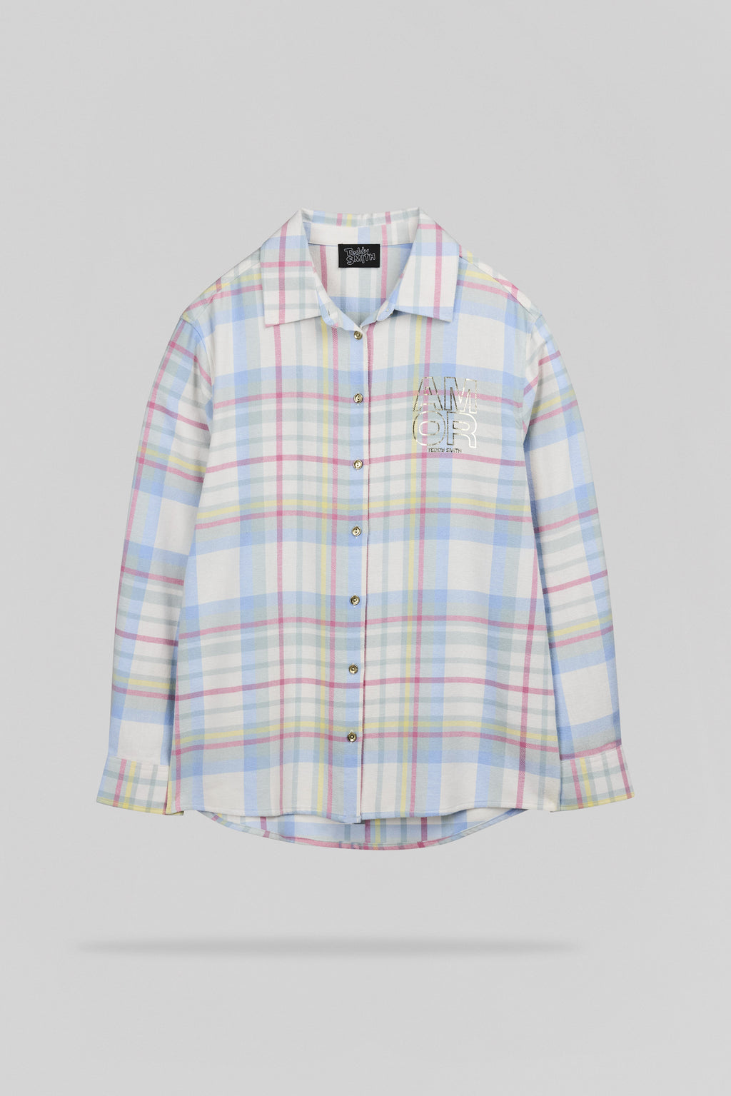 Chemise ample à carreaux C-CLARA ML MIDDLE WHITE - 1