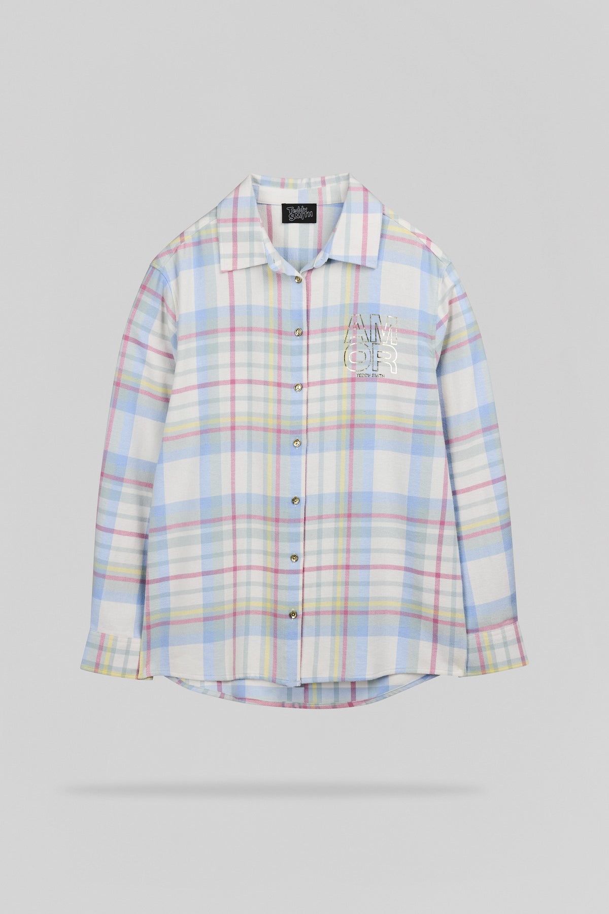 Chemise ample à carreaux C-CLARA ML MIDDLE WHITE - 1