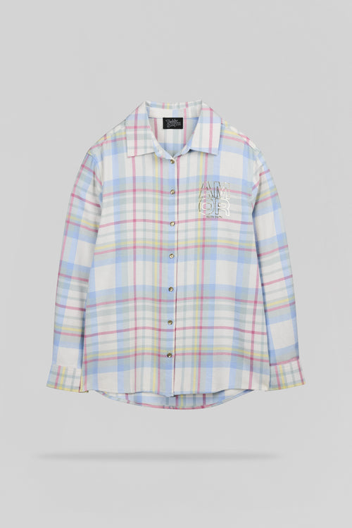 Chemise ample à carreaux C-CLARA ML MIDDLE WHITE - 1