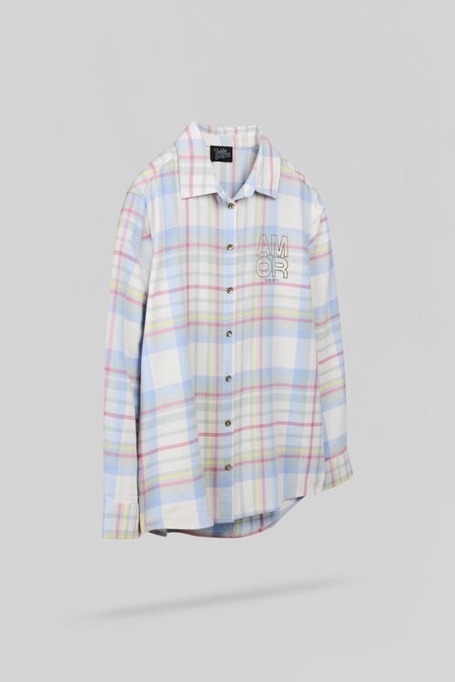 Chemise ample à carreaux C-CLARA ML MIDDLE WHITE - 2