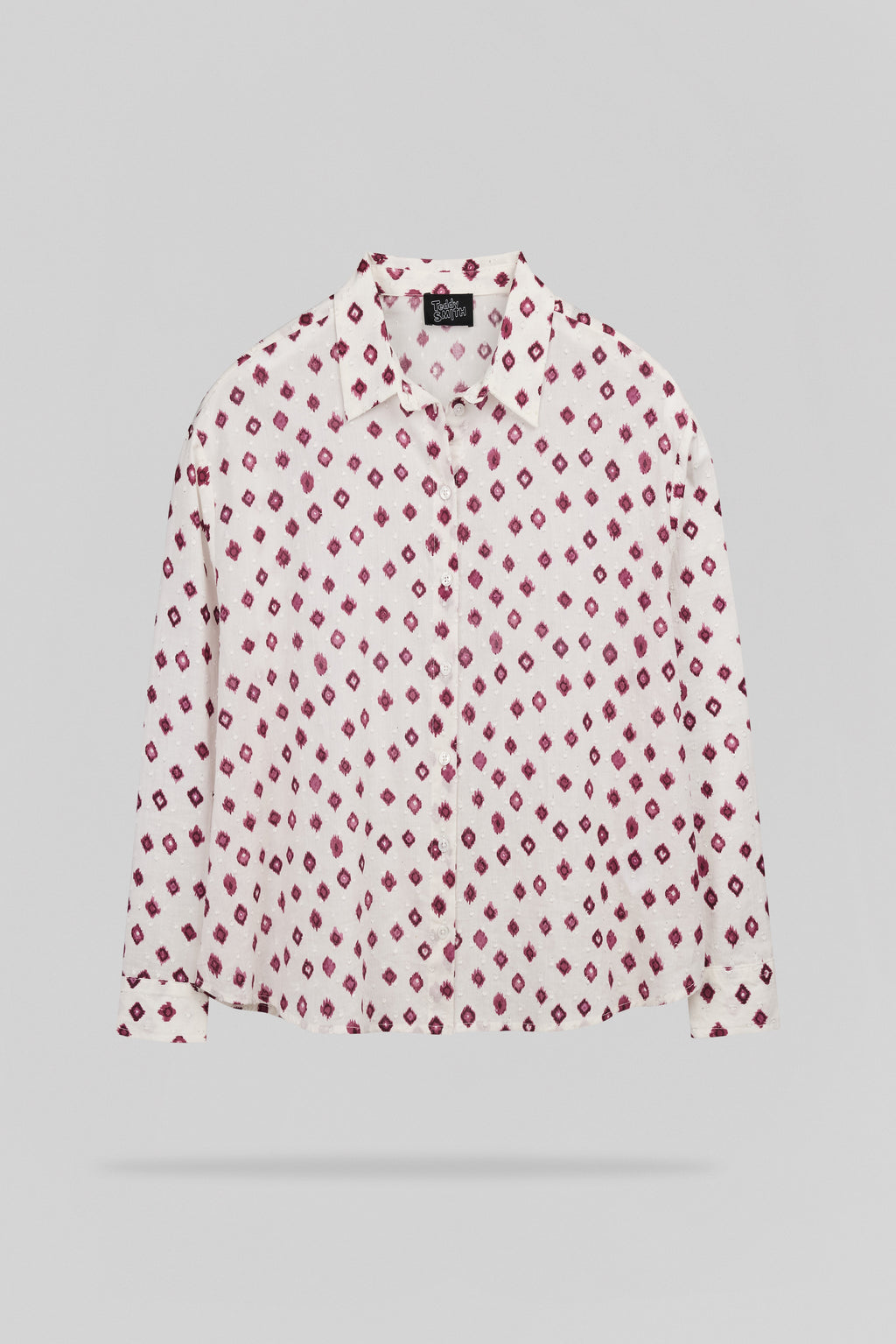 Chemise sérigraphiée coupe classique C-LIVIANA ML FRAMBOISE FONCE - 1