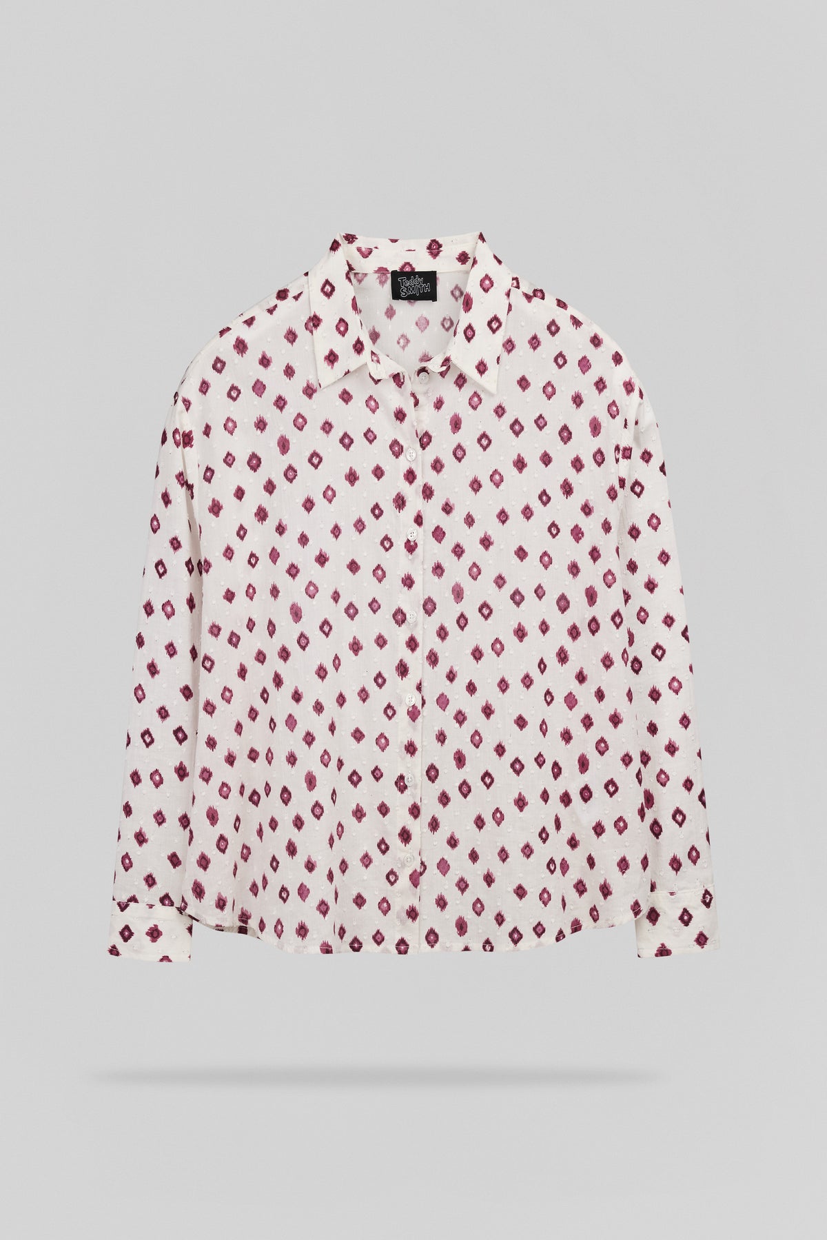 Chemise sérigraphiée coupe classique C-LIVIANA ML FRAMBOISE FONCE - 1