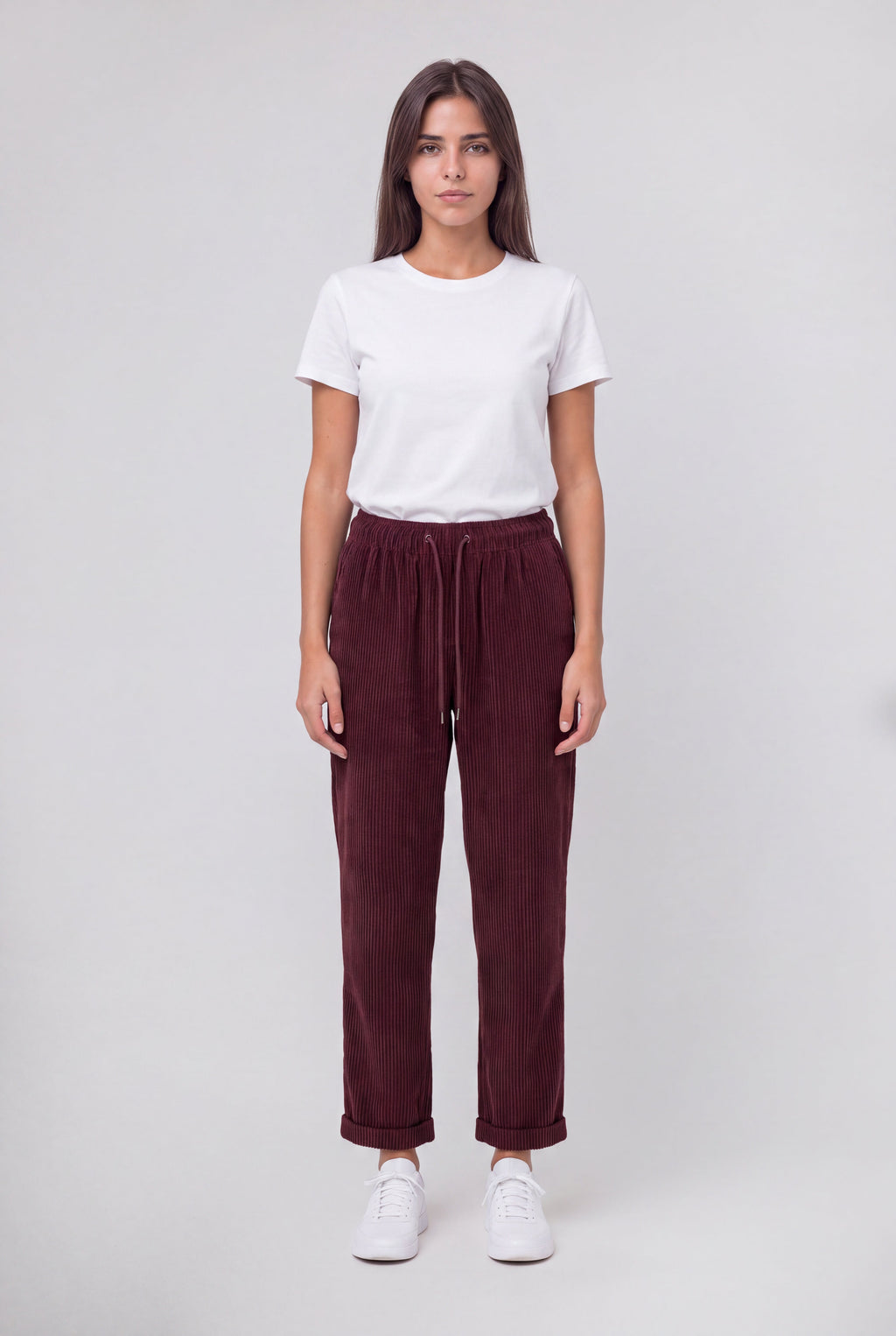 Pantalon en velours TEDDY VELOURS BORDEAUX FONCE - 1