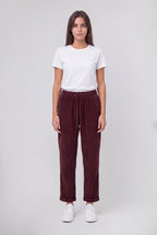 Pantalon en velours TEDDY VELOURS BORDEAUX FONCE - 1