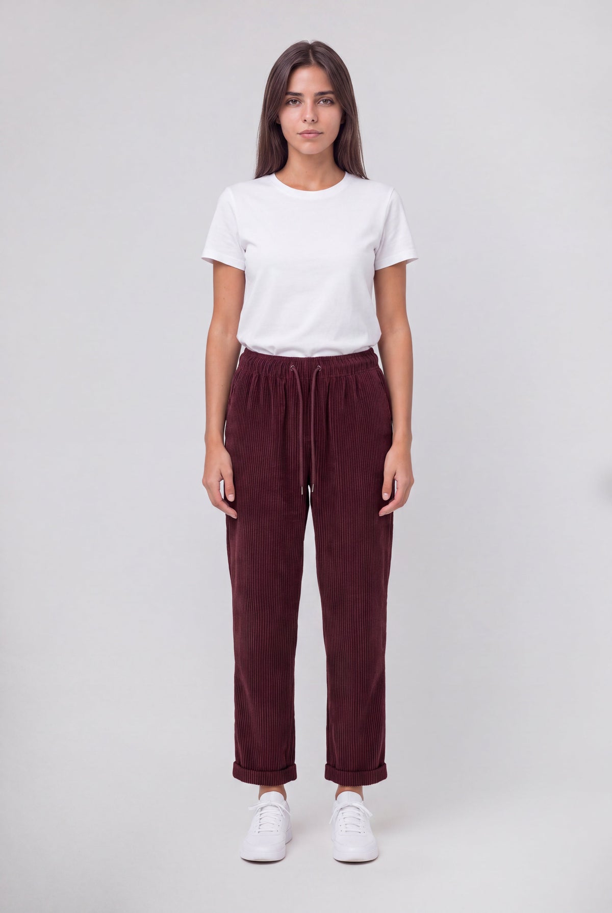 Pantalon en velours TEDDY VELOURS BORDEAUX FONCE - 1