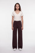 Jean flare taille haute P-JOSEFA 4PP DE MARRON FONCE - 1
