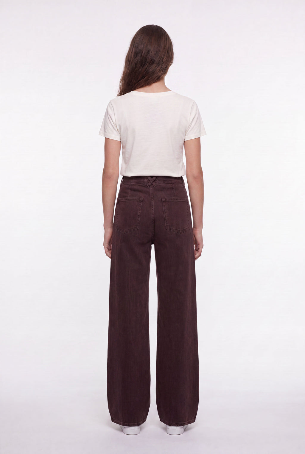 Jean flare taille haute P-JOSEFA 4PP DE MARRON FONCE - 2