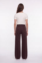 Jean flare taille haute P-JOSEFA 4PP DE MARRON FONCE - 2