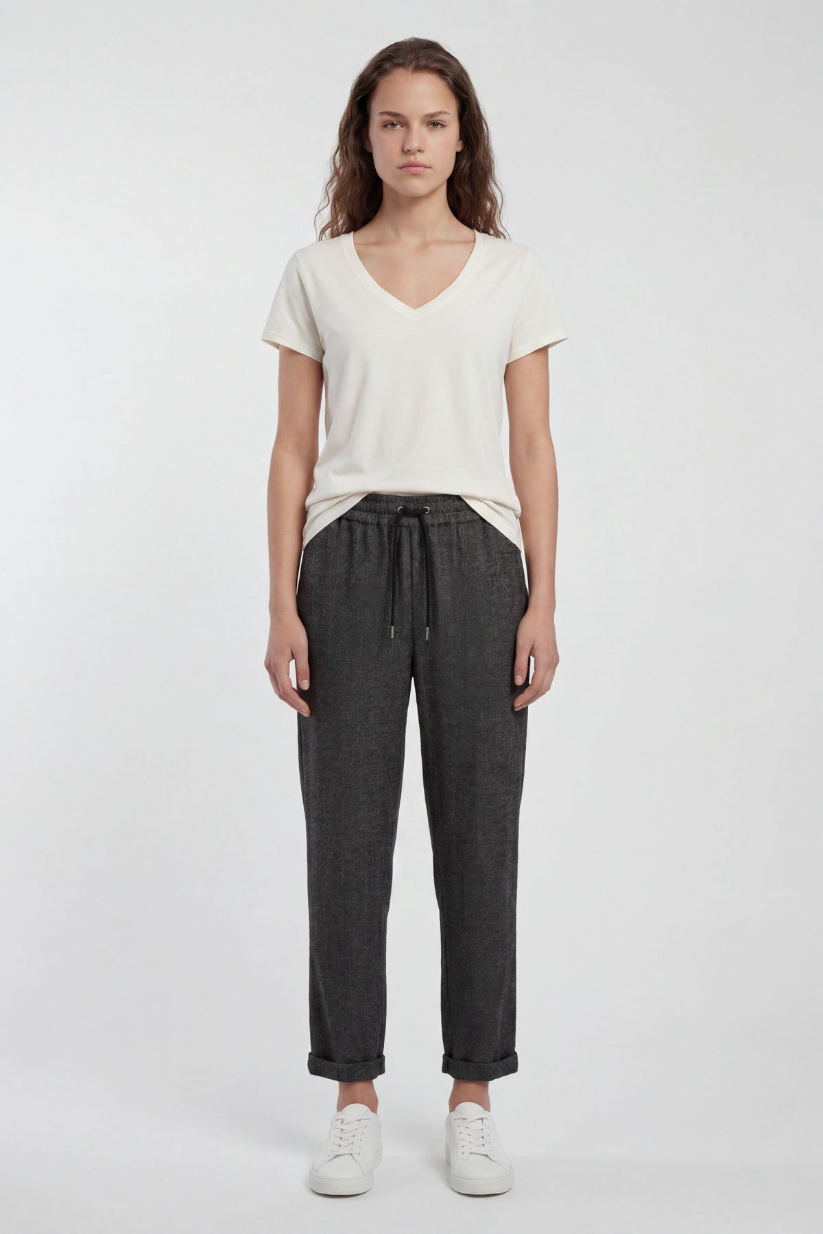Pantalon ville aspect milano TEDDY CITY MELANGE BLACK - 1