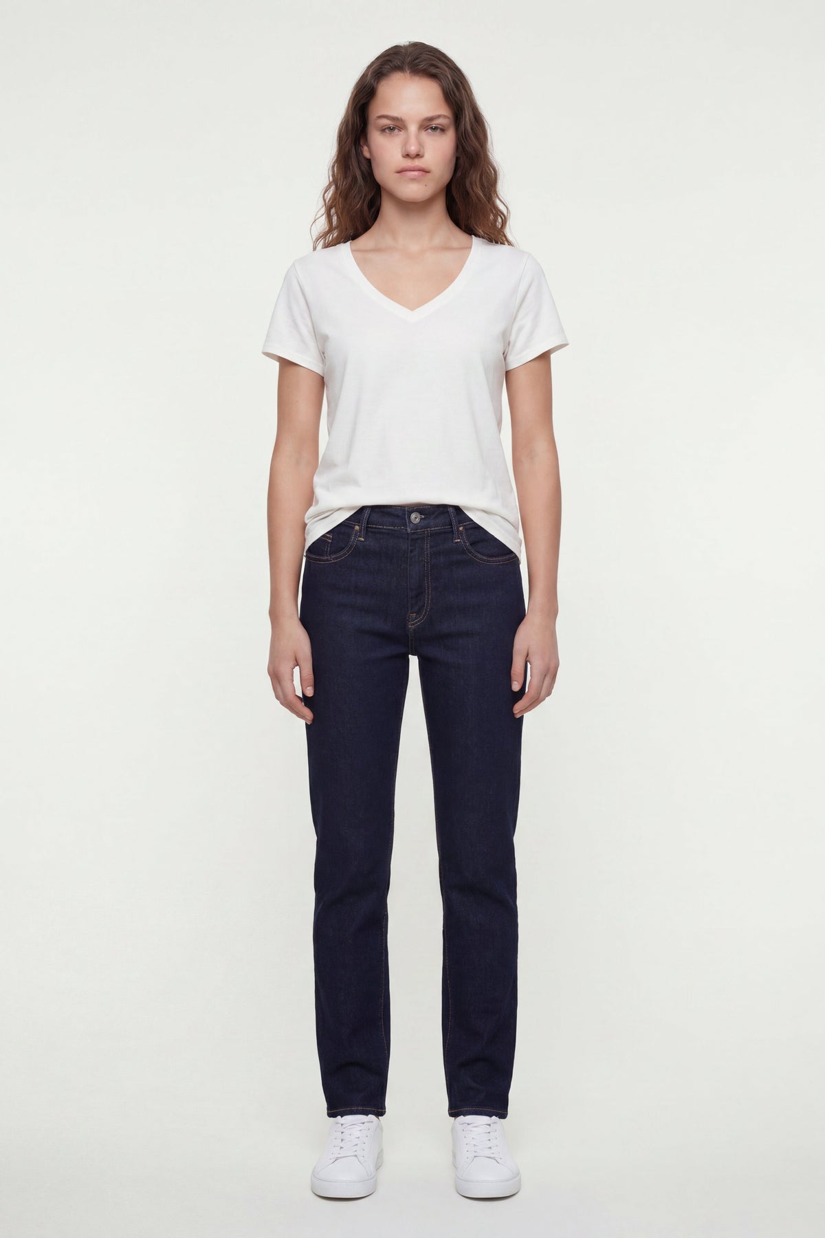 Jean skinny taille haute P-BELLA HW SKIN DARK BLUE - 1