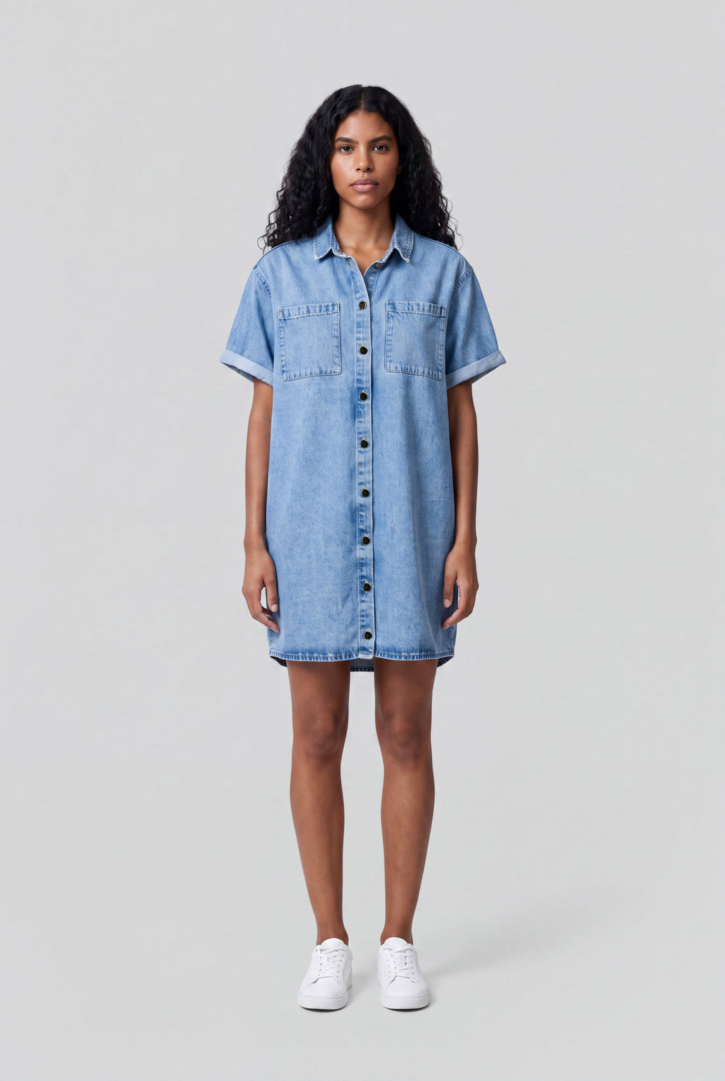Robe courte en denim R-BLOSSOM MC FRIPP/INDIGO CLAIR - 1