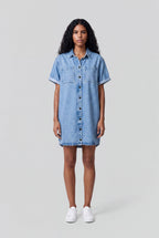 Robe courte en denim R-BLOSSOM MC FRIPP/INDIGO CLAIR - 1