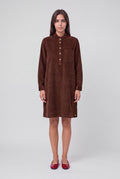 Robe droite velours côtelé R-VICKA ML CHOCOLAT - 1