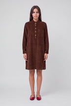 Robe droite velours côtelé R-VICKA ML CHOCOLAT - 1