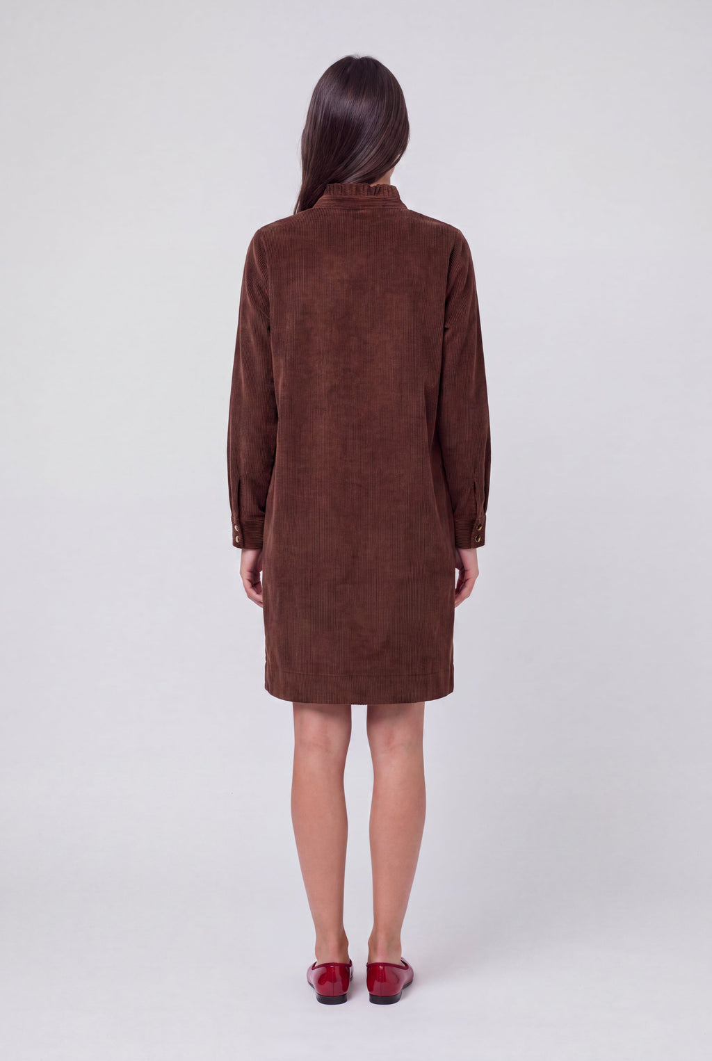 Robe droite velours côtelé R-VICKA ML CHOCOLAT - 2