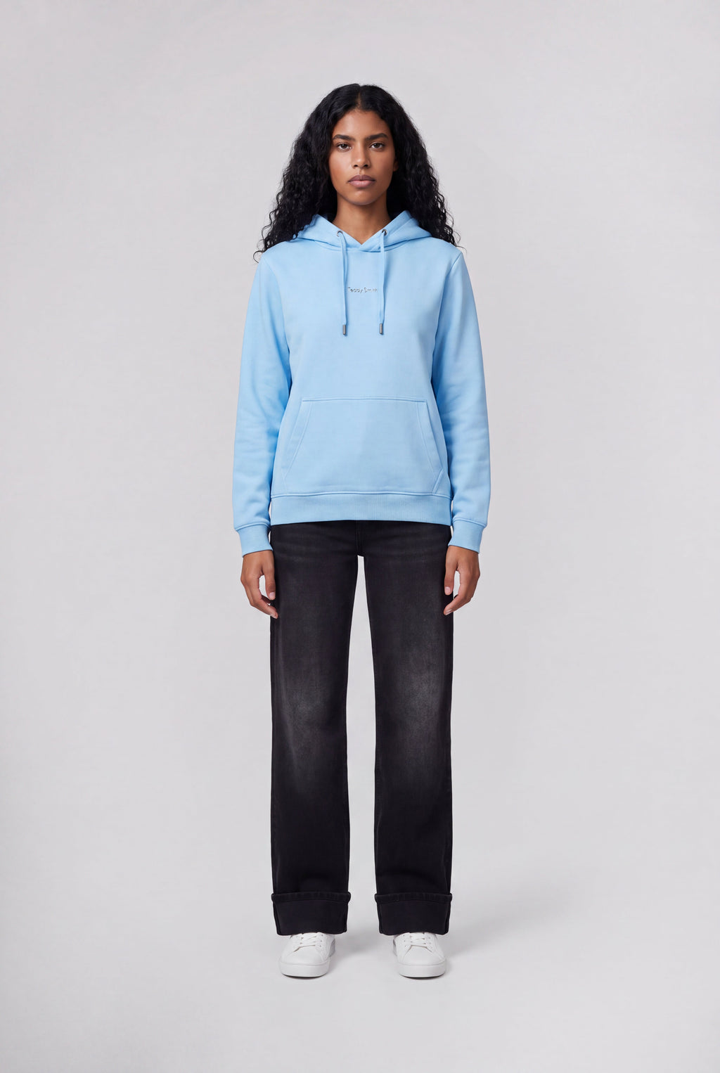 Sweat à capuche S-SOLENE HOODY BLEU CIEL - 1