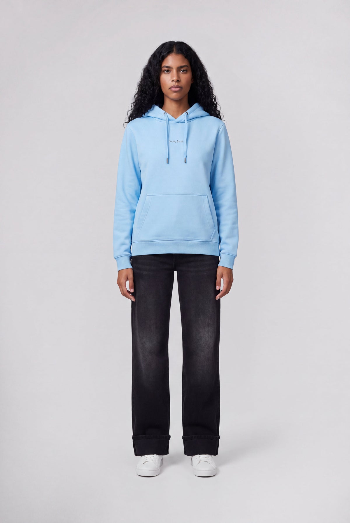 Sweat à capuche S-SOLENE HOODY BLEU CIEL - 1