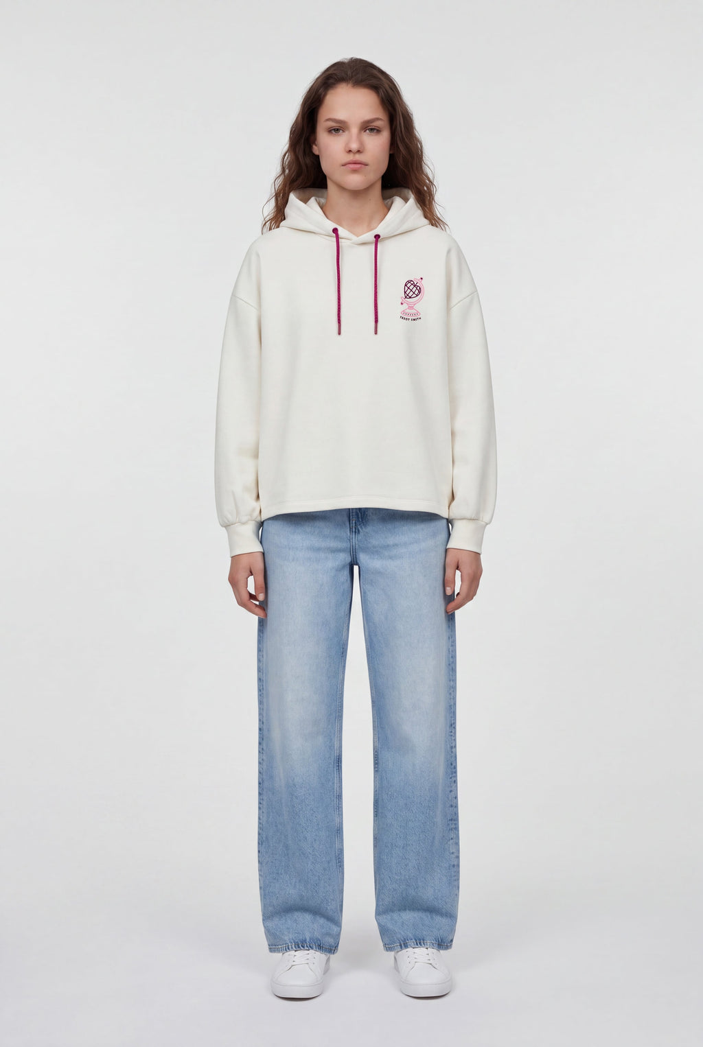 Sweat ample à capuche S-JULIETTE HOOD MIDDLE WHITE - 1
