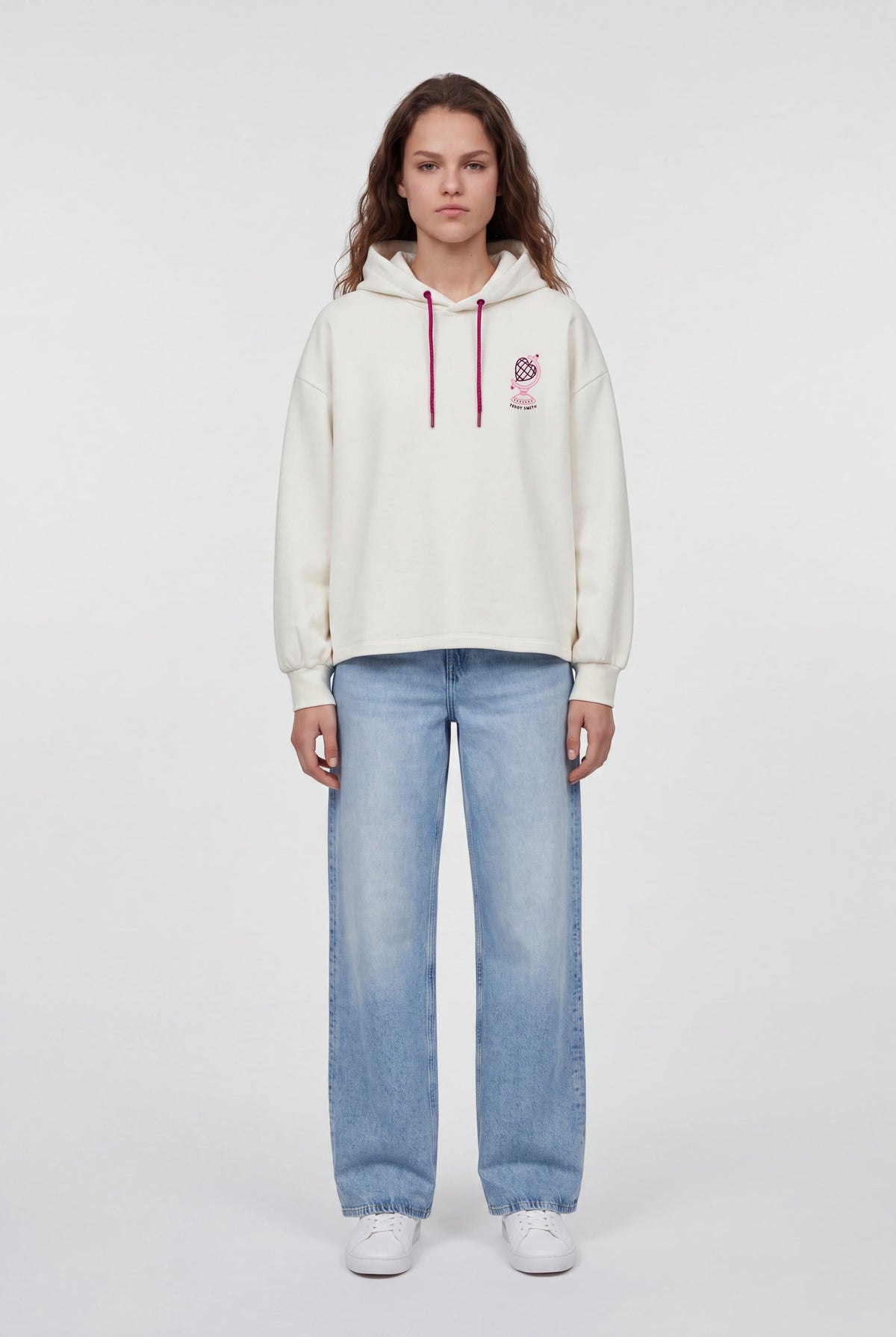 Sweat ample à capuche S-JULIETTE HOOD MIDDLE WHITE - 1