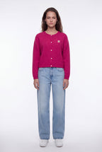 Gilet en maille G-AMELIA FUSHIA CHINE - 1