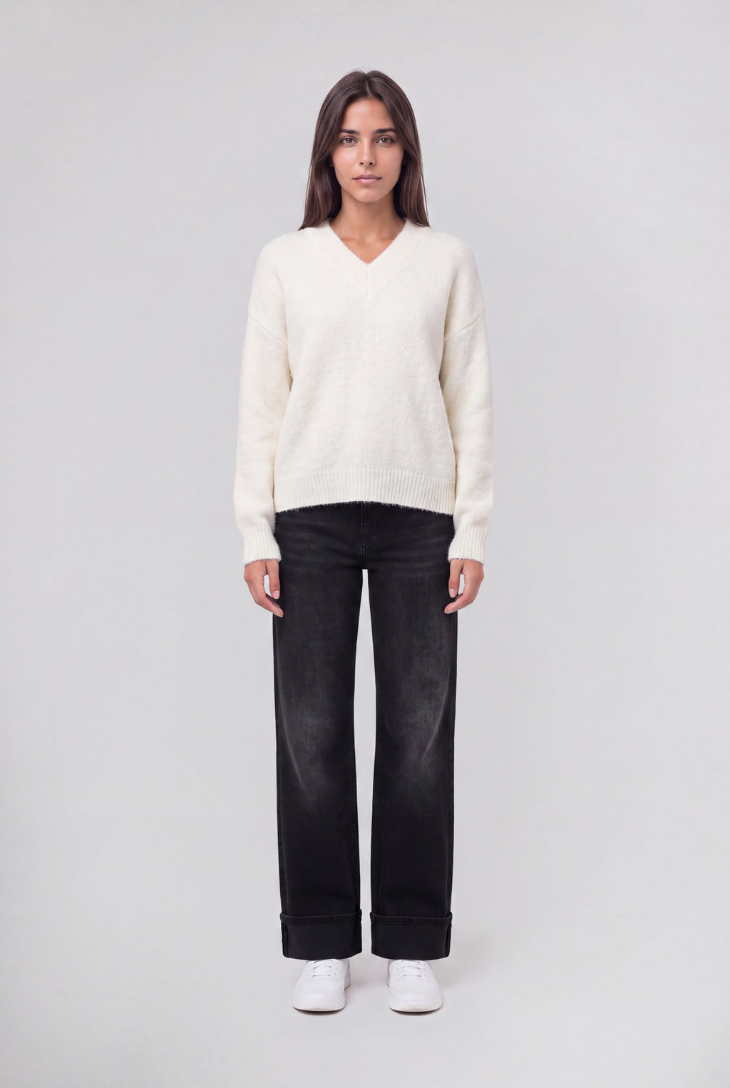 Pull oversize col V P-KEITH MIDDLE WHITE - 1
