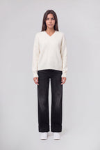 Pull oversize col V P-KEITH MIDDLE WHITE - 1