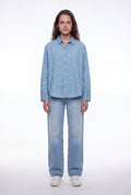Chemise droite avec broderies C-ELIANE ML DENIM - 1