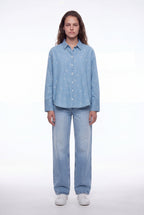 Chemise droite avec broderies C-ELIANE ML DENIM - 1