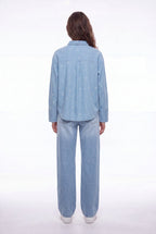Chemise droite avec broderies C-ELIANE ML DENIM - 2