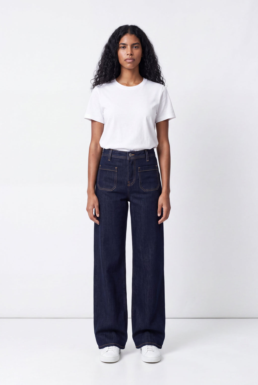 Jean flare taille haute P-JOSEFA 4PP DE DARK BLUE - 1