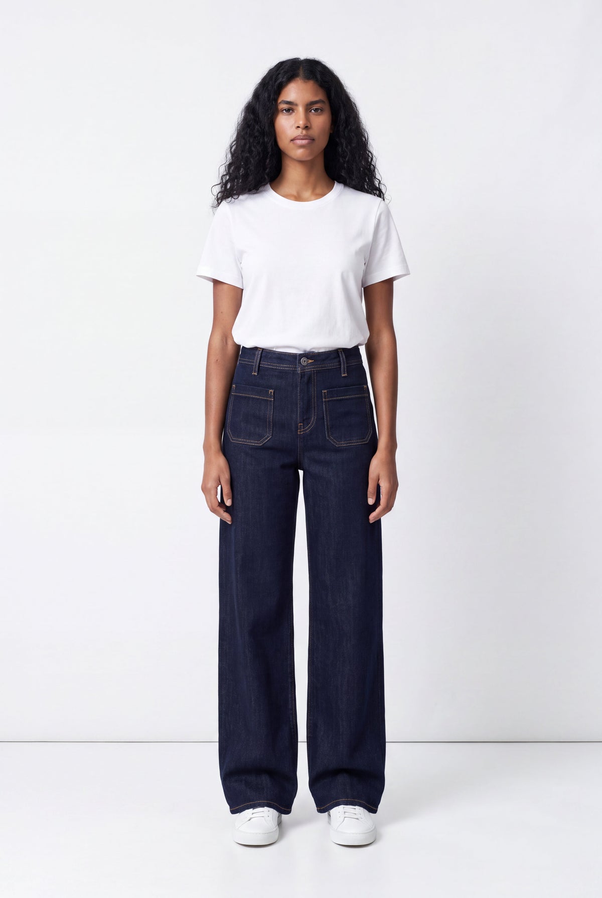 Jean flare taille haute P-JOSEFA 4PP DE DARK BLUE - 1