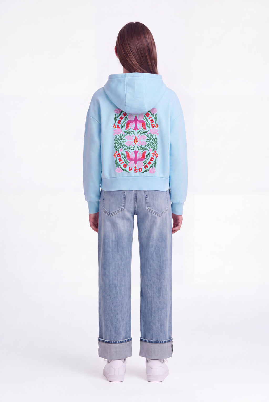 Sweat brodé S-BIRD HOODY JR BLEU CIEL - 2