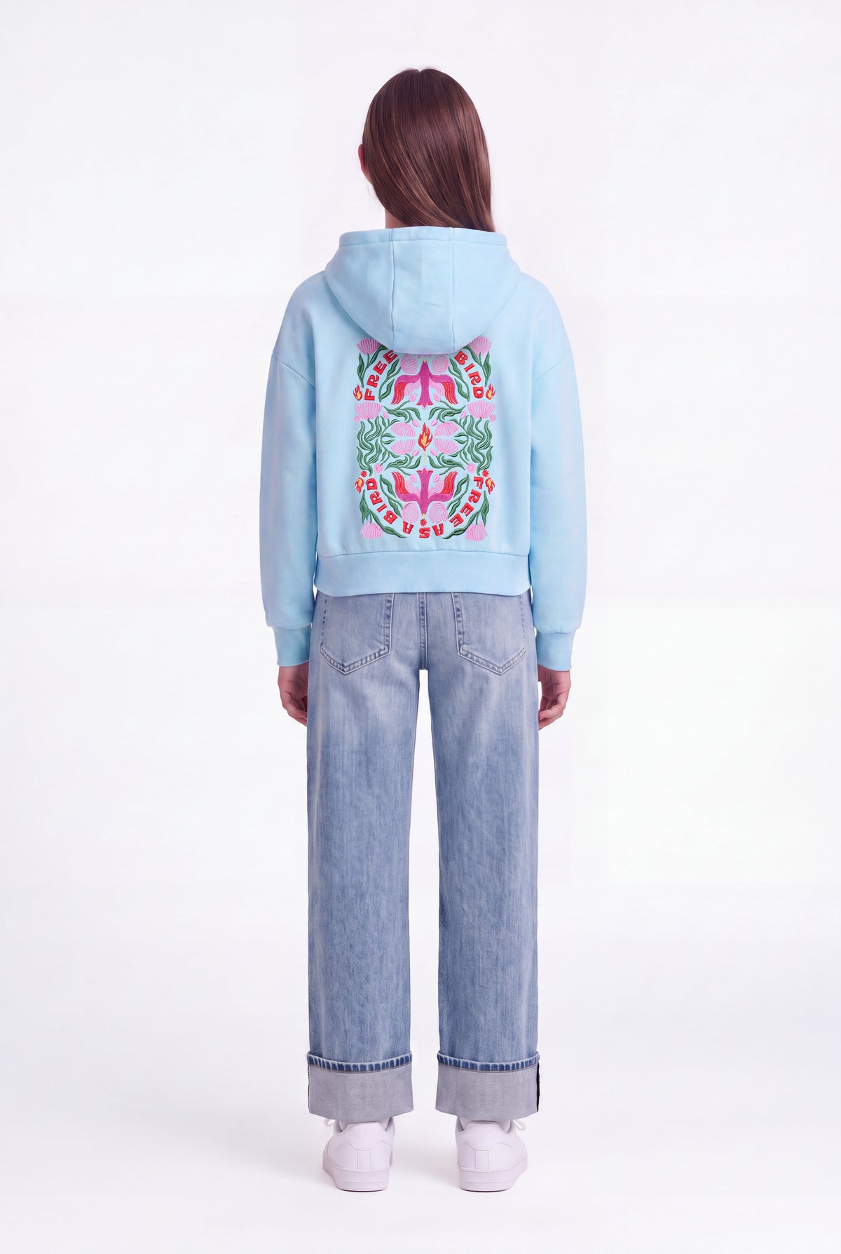 Sweat brodé S-BIRD HOODY JR BLEU CIEL - 2
