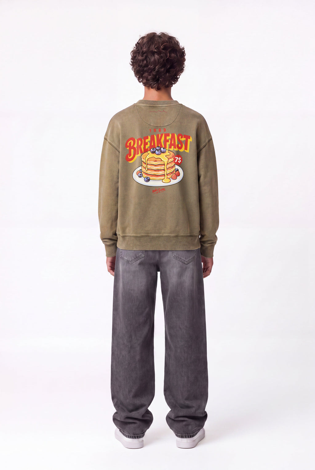 Sweat ample col rond S-BREAKFAST RC JR DUSTY KAKI - 2