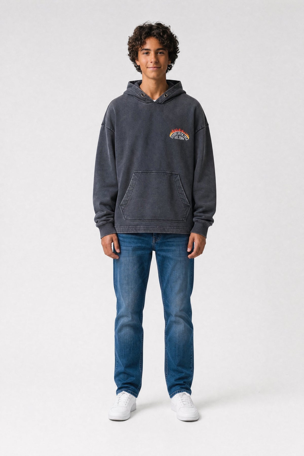 Sweat à capuche imprimé S-FEU HOODY JR NOIR - 1