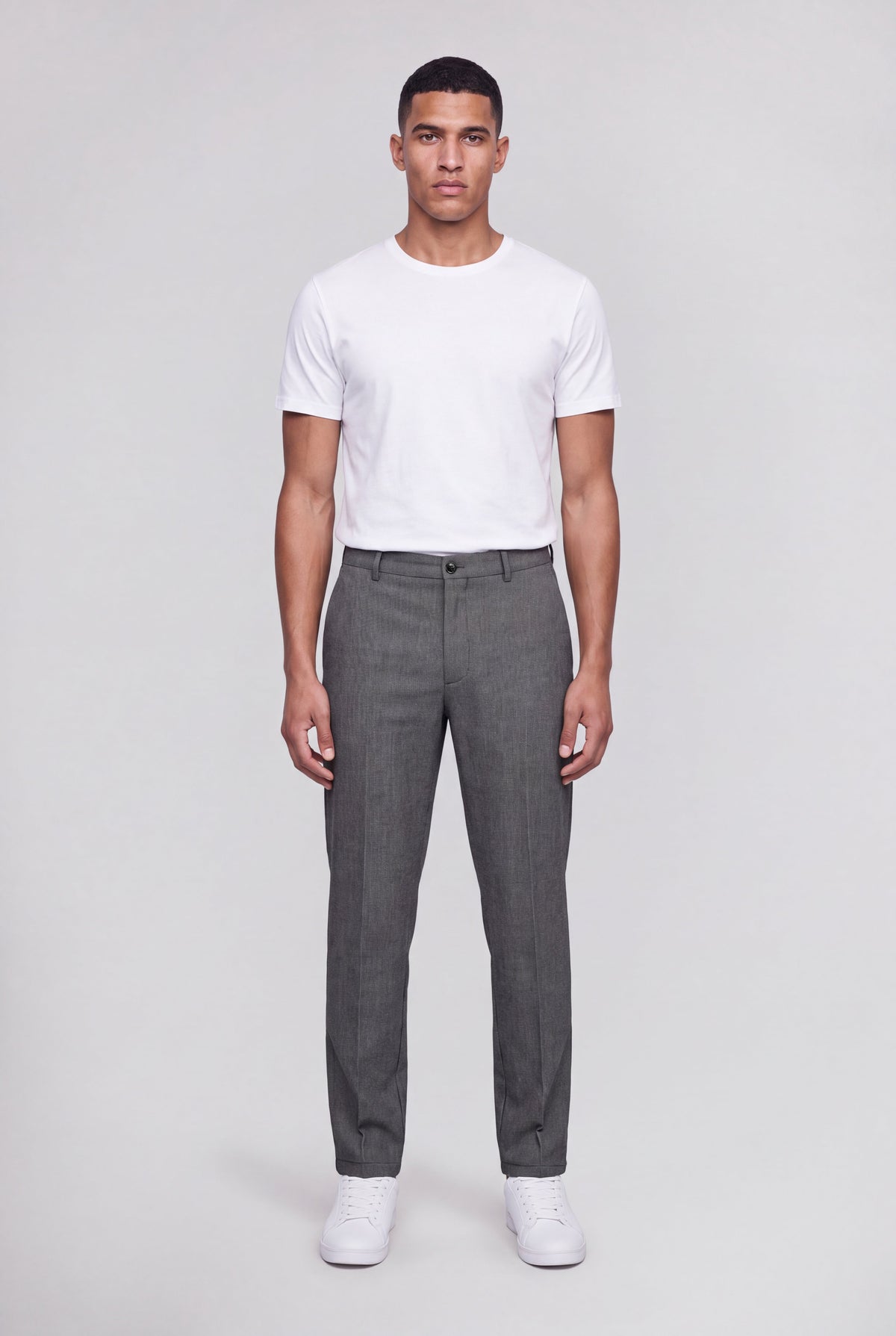 Pantalon ville P-CONRAD GRIS CHINE - 1