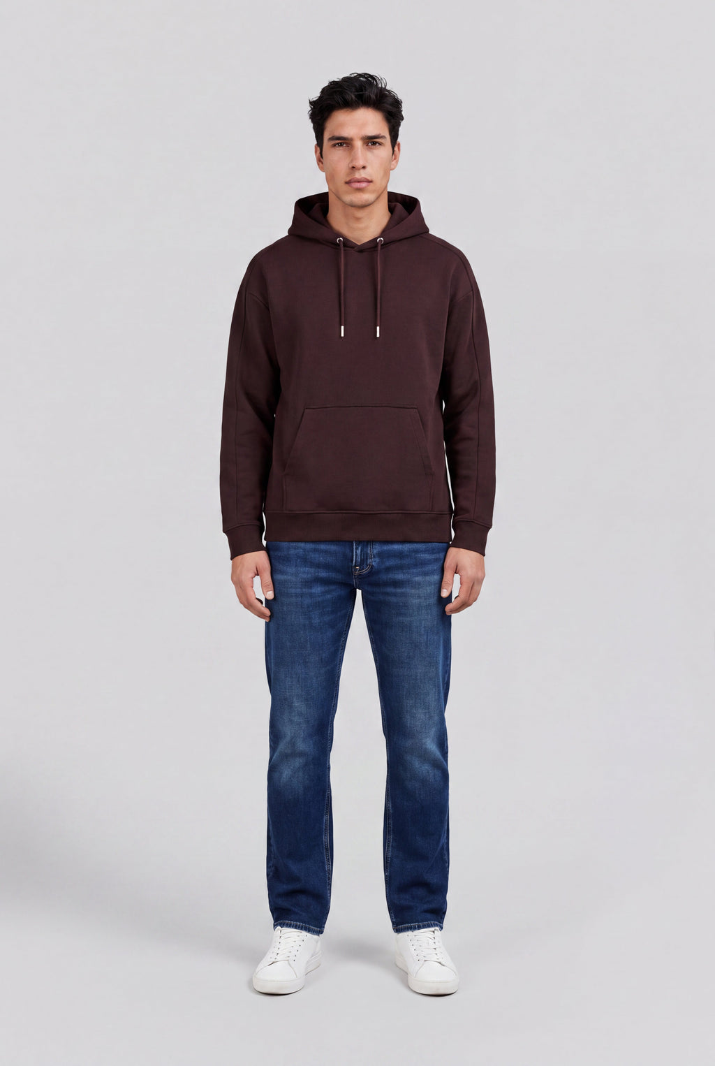 Sweat ample S-ADRIEN HOODY MARRON PRUNE - 1