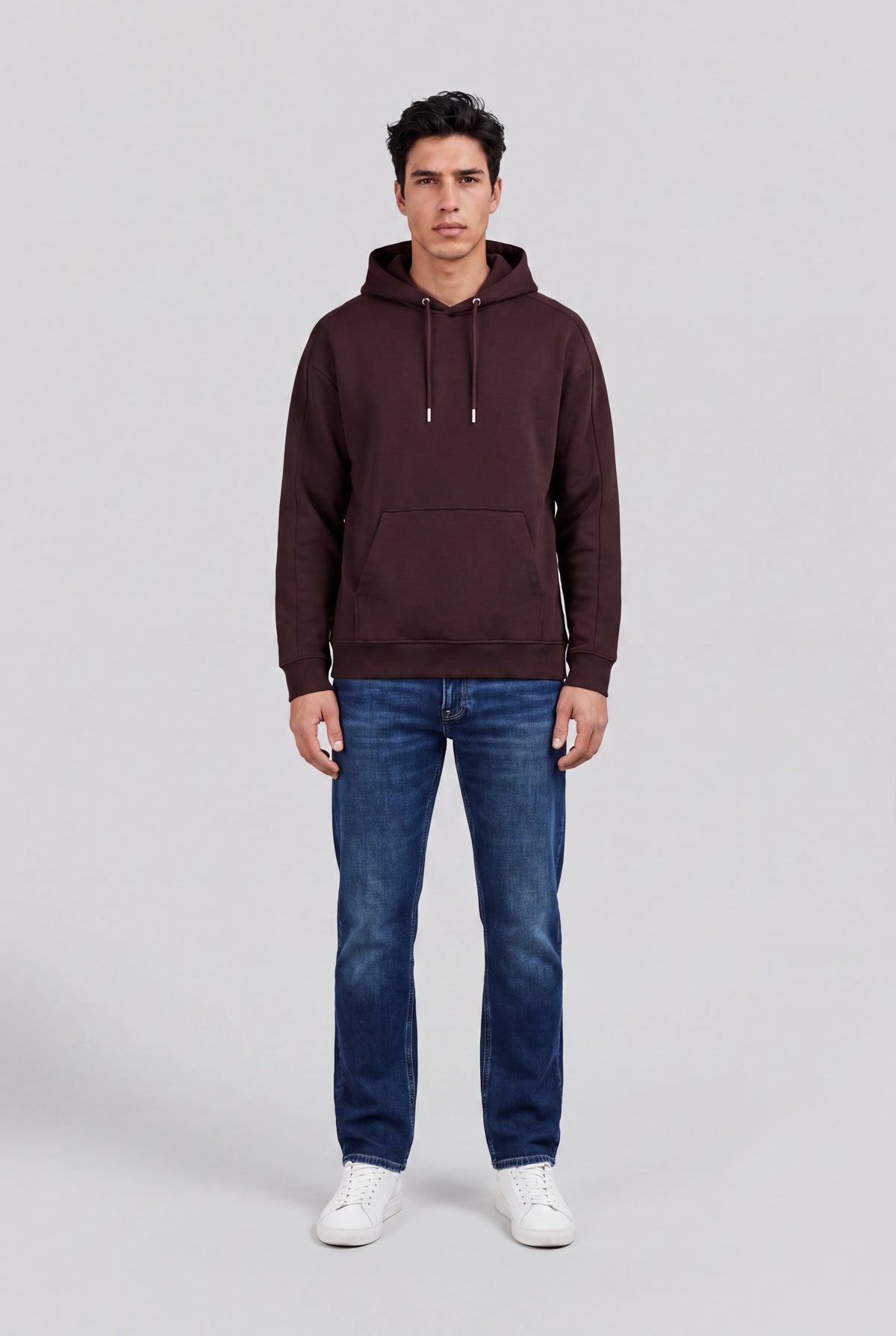 Sweat ample S-ADRIEN HOODY MARRON PRUNE - 1