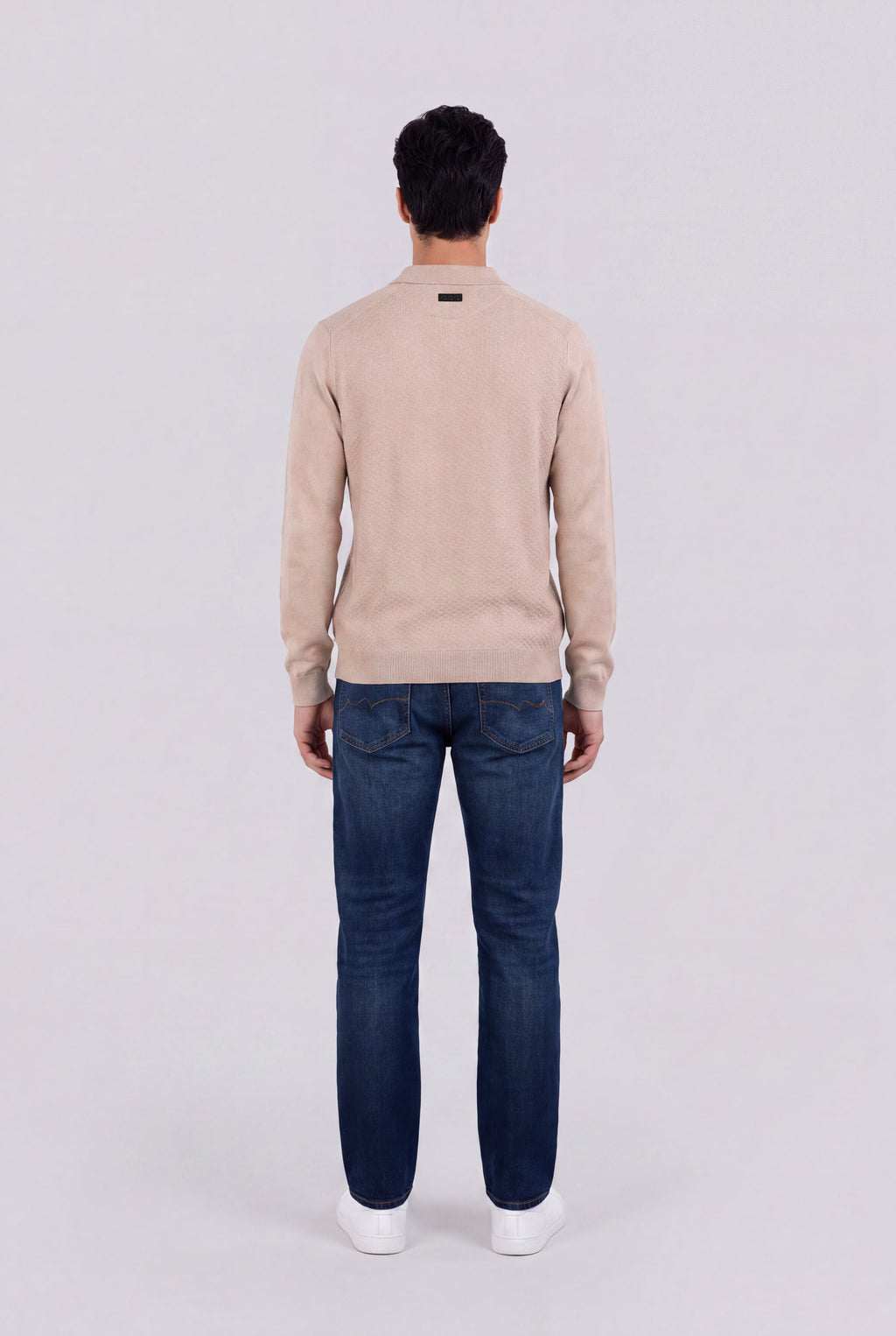 Polo jacquard col zippé P-LYNN ML BEIGE LIN - 2