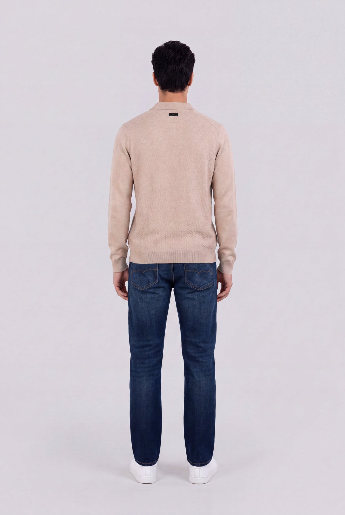 Polo jacquard col zippé P-LYNN ML BEIGE LIN - 2
